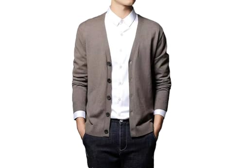 Men's Casual V-Neck Long Sleeve Button Knitted Cardigan Sweater