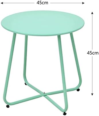 Round Coffee Table Nordic Style Side End Table Durable Metal Frame Furniture Small Space Tea Corner Table for Living Room Bedroom Patio Garden(Green)