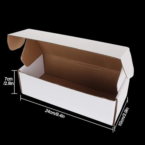 JMIATRY 20 Pack 500 Count Trading Card Storage Box Corrugated Cardboard Baseball Card Box For Shipping, Hockey Cards Hobby Box Cardboard Sleeves For Card, Sport Card Storage Box White 10x4x2.7Inches
