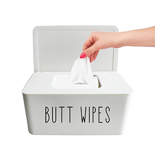 Image of Moorfowl Butt Wipes Dispenser for Bathroom, Upgrade Size(8.2L x 4.9W x 3.9H inches), Large Capacity Flushable Wipes Holder Container for Restroom