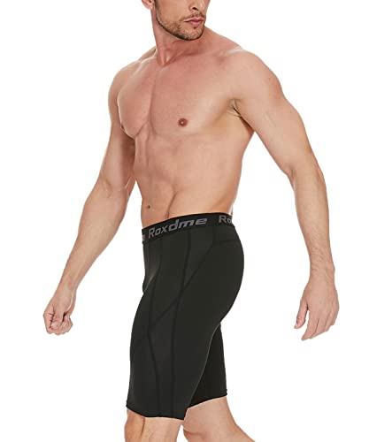 Roxdme 5 Pack Compression Shorts Men Spandex Sport Shorts Athletic Workout Running Tights Performance Underwear Black(2Pcs)+Navy(2Pcs)+Gray(1Pcs)-L #TOP1