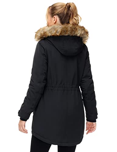 Another Choice Women Winter Parka Coat, Windproof Women Winter Coat Fleece Lined Long Parka With Faux-Fur Hood(Black-New,Small) #TOP2
