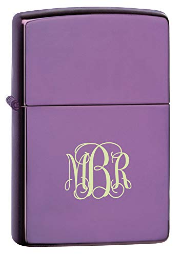 Personalized Zippo Abyss Purple Lighter with Free Interlocking Vine Monogram Laser Engraving