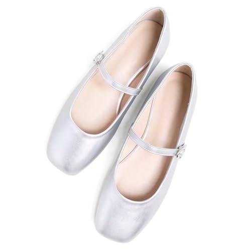 Image of LUXINYU Women's Slip on Flats,Classy Round Toe Solid Classic Mary Jane Ballet Dance Shoes Soft Comfortable PU Flat Shoes