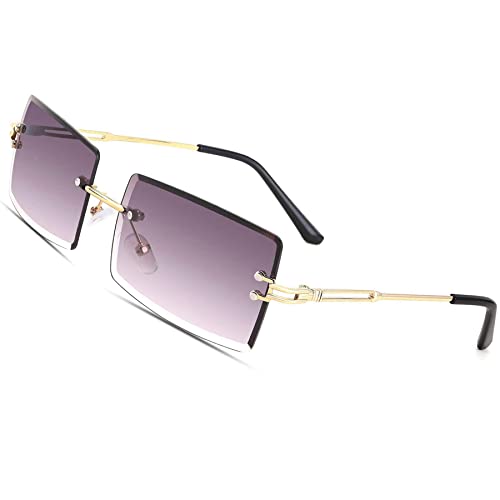 Image of Rectangle Sunglasses for Women Men Fashion Retro Rimless Frameless Tinted Lens Sun Glasses Shades 2026 Stylish