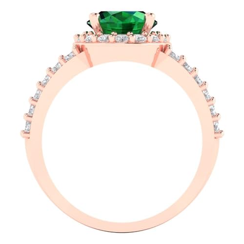Clara Pucci 2.6 tcw Oval Cut Engagement Ring for Women, 14K Solid Gold, Rose Gold, Solitaire with Accents Simulated Emerald Bridal Anniversary Promise Ring4