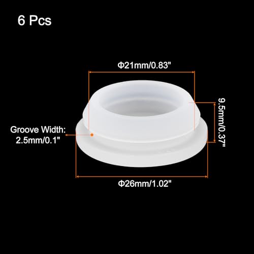 Image of MECCANIXITY 6pcs Silicone Snap in Locking Hole Plugs,21mm /0.8 Inch Mounting Diameter Narrow Groove Width 2.5mm Panel Seal Cover Round for Kitchen Bulkheads Waterproof Sealing Plugs Clear