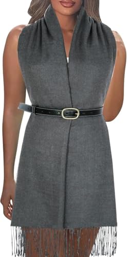 FairyCity Women's Pashmina Shawls and Wraps for Evening Dresses, Large Soft cashmere Wedding Shawl Solid Color grey3