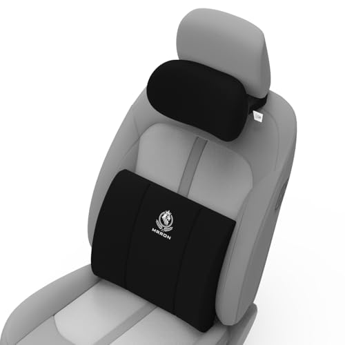 Image of MRRON Series Memory Foam Neck Rest & Lumbar Support for Car or Office Chair, Neck Pillow Kit Designed Ergonomically for Extra Support (Black, Lumbar)