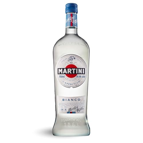 MARTINI Bianco weißer weinhaltiger Aperitif, 14,4% vol., 75cl / 750ml, angereichert mit aromatischen Kräutern und Blumen