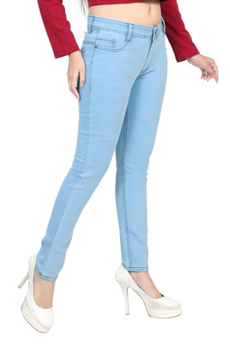 Image of Women's Stretchable Skinny Fit Jeggings High Waist Denim Look Pants for Girls & Ladies Soft Comfortable Slim Fit Jeans Perfect for Casual, Work, Travel & Party