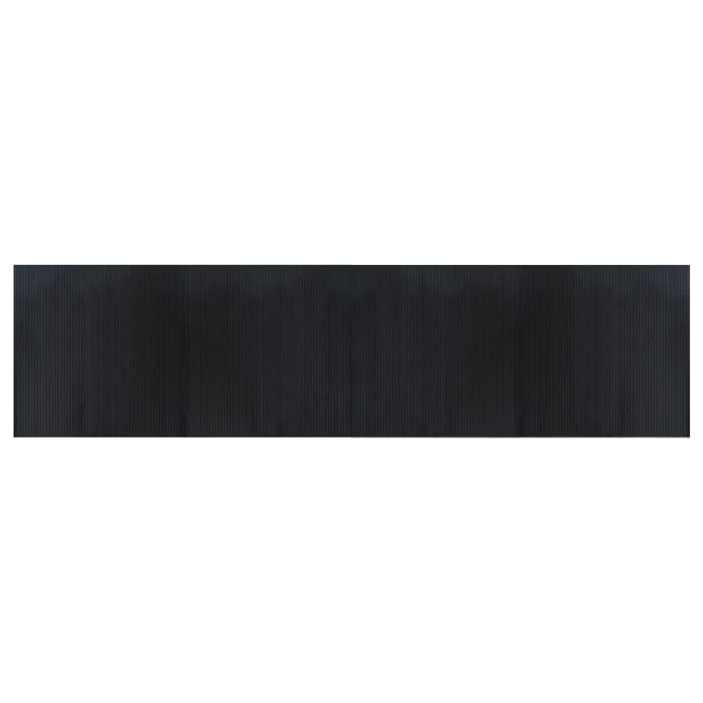 Alfombra rectangular negra 100 x 400 cm de bambú - Alfombra de bambú antideslizante - Alfombra de bambú para cocina y baño