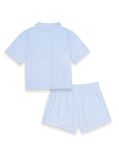 Calvin Klein girls Short Sleeve Button-down Shirt and Shorts Pajama Set3