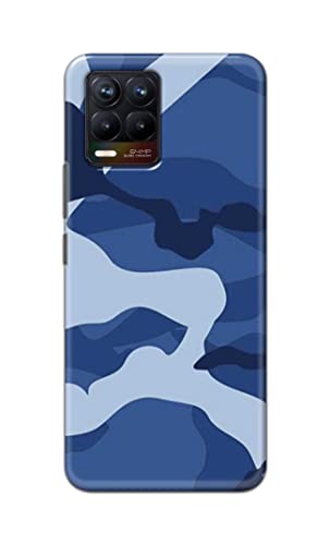 Image of Printed Hard Back Cover Case for Realme 8 4G | Realme 8 Pro 4G Back Cover (Army Blue Pattern) -203