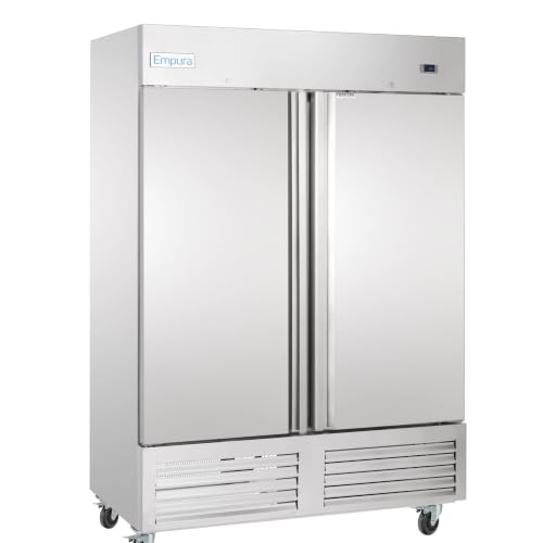 EMPURA 54" Reach-in Freezer with Two-Swing Solid Door | Merchandiser Frozen Display Refrigeration for Convinience Grocery Store Buffet | 41.6 Cu. Ft. | 53.9"W x 32.7"D x 82.3"H, Stainless Steel, 115V