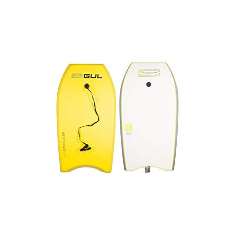 Gul Response Childs Kids 36 inch Bodyboard in Yellow and Grey - Slick Colourful Design Boogie Board - Leash included Cover