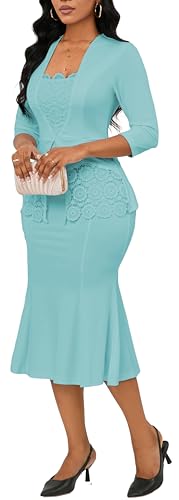 Image of Elegant Church Dress for Women Midi Dresses Work Wear Vintage Pencil Dress for Business Casual Outfits