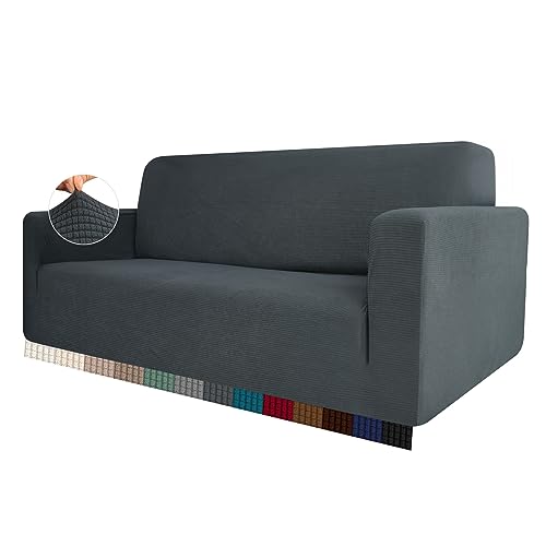 HEYOMART High Stretch Sofa Cover 1 2 3 4 Seater Couch Cover for Living Room Jacquard Knitted Thick Sofa Slipcovers for Dogs Pets Cats Furniture Protector (4 Seater