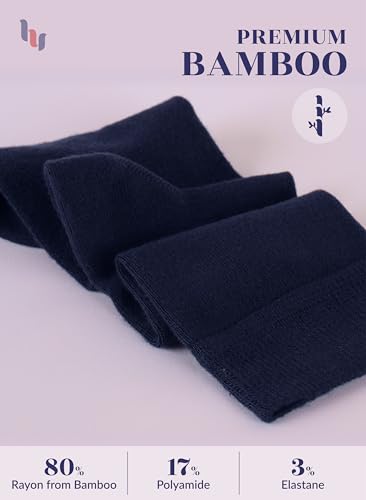 Image of Hugh Ugoli Women's Rayon Derived from Bamboo Knee High Socks Comfort Seam Long Dress Socks, Shoe Size 5-8 /8-11, 4 Pairs