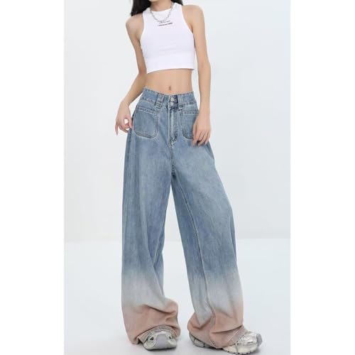 Girl Heart Retro American Pink Gradient Street Jeans, Personalized Spicy Girl Street Loose Gothic Hip Hop4