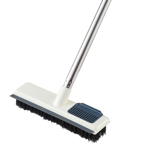 Boden-Scheuerbürste, Teleskopgriff, 2-in-1, Schaberbürste, steife Borsten, Duschschrubber für die Reinigung von Terrasse, Badezimmer, Garage, Küche, Wand, Deck, Wanne, Fliesen