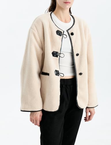 Women Faux Fur Jackets Loose Fit Fleece Long Sleeve Buttons Shaggy Winter Warm Outerwear Coats4