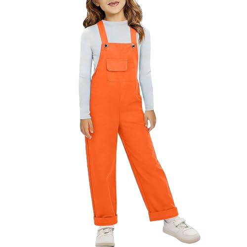Latzhose Kinder Jeans Lang Casual Baggy Jeanslatzhose Mädchen Latzhosen Trägerhose Bib Pants Straight Wide Leg Jumpsuits Arbeitslatzhose Bequem Verstellbare Träger Sommer Denim Overall Dungarees