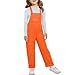 Tween Girls Cotton Overalls Straight Leg Solid Jumpsuit Fashion Loose Fit Boys Pockets Casual (Orange, 18-24 Months)