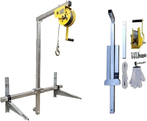 Juego de herramientas de elevación para instalación de aire acondicionado, soporte con cabrestante manual, grúa lateral plegable para un fácil acceso a la unidad externa