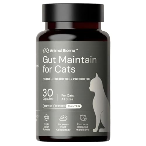 AnimalBiome Gut Maintain Multi-Strain Probiotics for Cats (30 Capsules) – Triple-Action Phage, Prebiotics & Probiotic Cat Supplements for Digestive Health, Gut Health for Cats