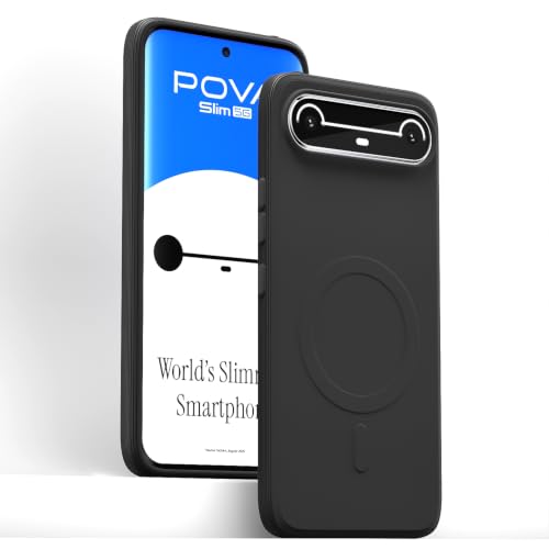 Image of Pikkme Back Cover for Tecno Pova Slim 5G Soft Matte Silicone Mag-Safe Design (Mag-Safe Not Support) Camera Protection | Slim Fit Bumper Cover (Black)