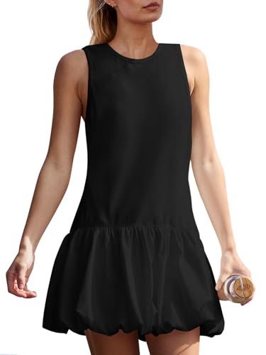 Fisoew Womens Athletic Dresses with Shorts & Pockets Backless Tennis Golf Mini Dress Bubble Hem Workout Active Outfits2