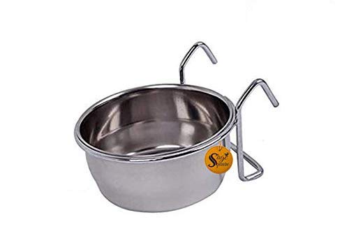 Sage Square Rustproof Stainless Steel Cage Food, Seed, Water Feeder Cum Bowl with Holder clamp for Birds (Set of 1) (225ml) (B08SKCXZZX) Amazon Price History, Amazon Price Tracker