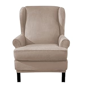 E EBETA Housses de fauteuils Velours Housse de Canapé Extensible, Revêtement de Canapé Relax élastique (Couleur Sable)