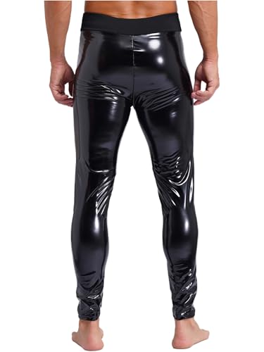 Mens Fashion Wet Look Leggings Patent Leather Long Pants High Waist Skinny Trousers Clubwear4