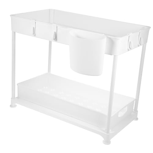 Ciieeo Bathroom under Sink Organizer Telescoping Sink Storage Rack Pull-out Abs Kitchen Bath Storage