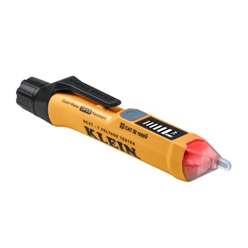 Image of Klein Tools NCVT7 Non-Contact Voltage Tester with LCD Signal Strength Display, 3-Color LED Tip, Audible Alert, 12-1000V AC Detection Range, Backlit Display, Electrical Circuit Detector