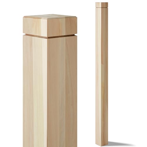 Image of CroBlissful 3 inch x 3 inch x 48 inch Solid Poplar Stair Newel Post with a Single Groove Notched Newel Wood Balusters for Staircase Interior Railing Newels for Stair Handrails