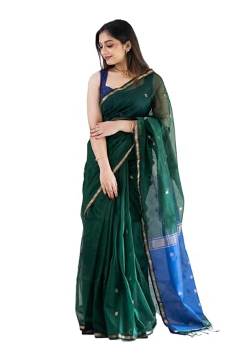 Image of Flosive Green Heritage Banarasi Cotton Saree