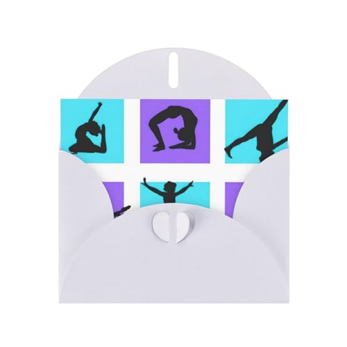 Hermosas tarjetas de felicitación impresas con juego de gimnasia, sobres incluidos, tarjetas de felicitación en blanco para bodas, eventos, cumpleaños