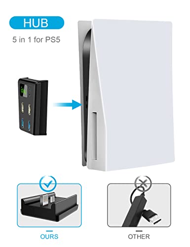 PS5 USB Hub, 5 Port USB Hub für PS5 High-Speed Expansion Hub Splitter Adapter mit 2 USB 2.0 Port, 2 USB 3.0 Port, 1 Typ C Port für Playstation 5 Disc & Digital Edition - Image 5