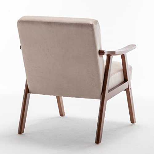 Container Furniture Direct Accent Chair With Microfiber Upholstery And Solid Wood Frame, Classic Mid-Century Modern Living Room Furniture For Extra Seating, Light Camel #TOP5