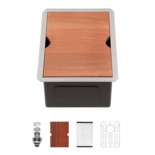 Image of Sarlai 14 Bar Sink Undermount 14 x 19 Inch Workstation Bar Prep Small Sinks
