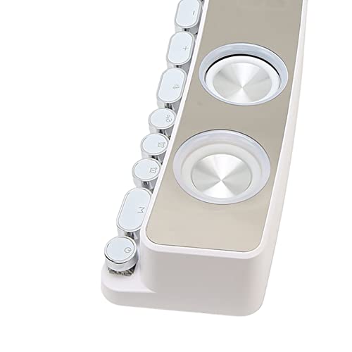 Adium Dynamic RGB PC Gaming Speaker, HiFi Stereo Support Wired Use Subwoofer HD Display Computer Speaker 13 Mechanical Keys Stylish for Laptop for Tablet (White)