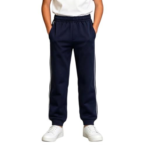 Boys Athletic Pants Casual Side Stripe Elastic Waist Cotton Sweatpants — view 4