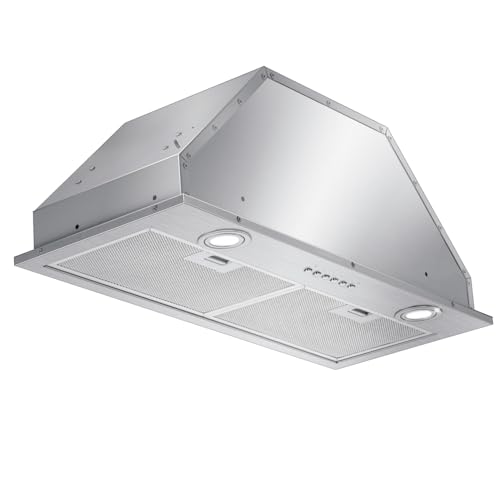 ONEEON 24" Range Hood Insert, 500CFM Stainless Steel Built-in Kitchen Vent, 4-Speed Exhaust Fan, Dishwasher-Safe Baffle Filters, LED Lights & 3-Min Delayed Shutdown.