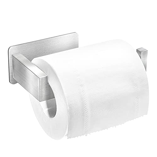 Auxmir Portarrollos Baño, Portarrollo Papel Higiénico Acero Inoxidable, Soporte Autoadhesivo, Porta Rollo sin Taladro para Baño y Cocina, Cepillado