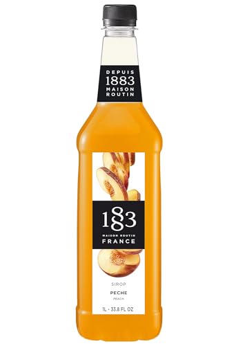 Image of 1883 Sugar Free Peach Syrup for Drinks, Made in France, 1 Liter Plastic Bottle