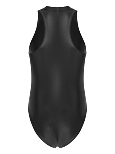 Mens One Piece Shiny Silky Sleeveless Mankini Leotards Compression Rash Guard Swimwear2