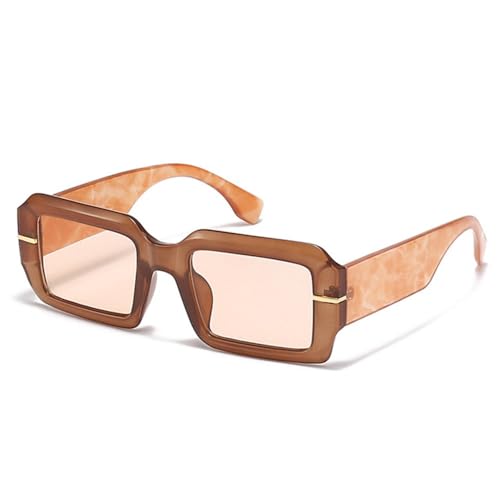 Lunettes de soleil carrées femmes et hommes tendance double couleur thé champagne